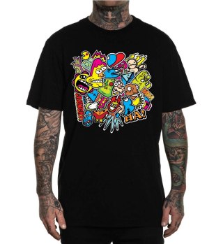 r.2XL T-SHIRT koszulka męska CZARNA COLORFUL FACES