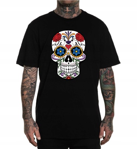 r.3XL TSHIRT koszulka CZARNA FLORAL SKULL