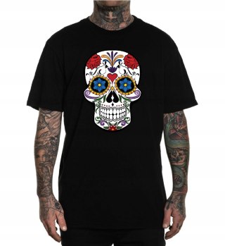 r.M TSHIRT koszulka CZARNA FLORAL SKULL