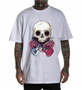 r.3XL T-SHIRT koszulka BIAŁA SKULL WITH GUITARS