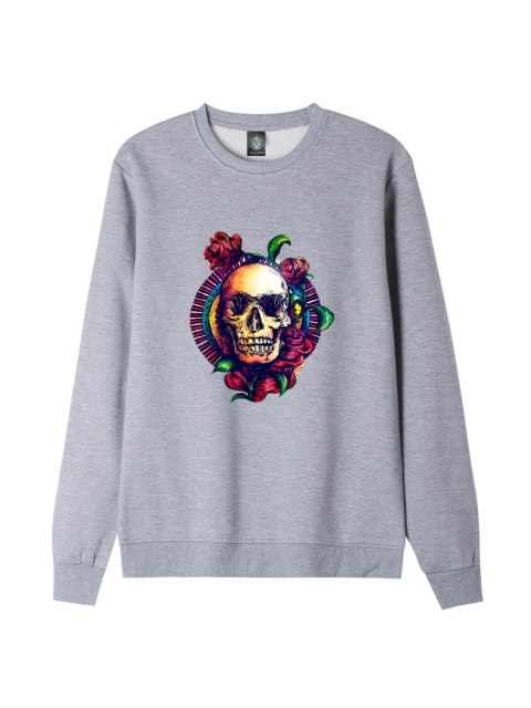 r.2XL Bluza męska SZARA DRESOWA SKULL IN FLOWERS