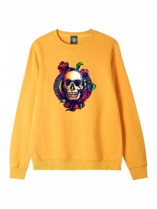 r.2XL Bluza męska ŻÓŁTA DRESOWA SKULL IN FLOWERS