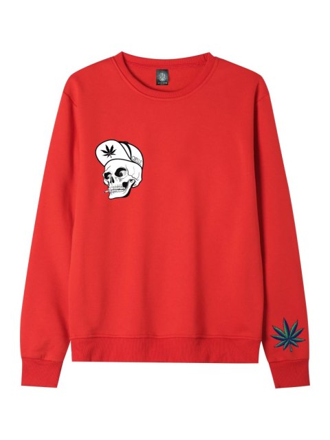 r.2XL Bluza męska CZERWONA DRESOWA GANJA SKULL