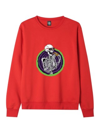 r.2XL Bluza męska CZERWONA DRESOWA PIZZA SKELETON