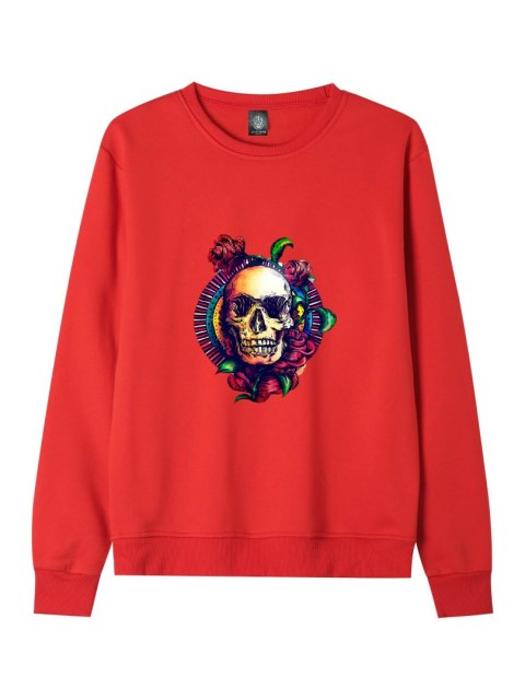 r.XL Bluza męska CZERWONA DRESOWA SKULL IN FLOWERS