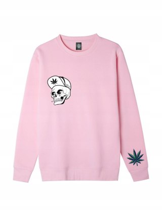 r.L Bluza męska RÓŻOWA DRESOWA GANJA SKULL