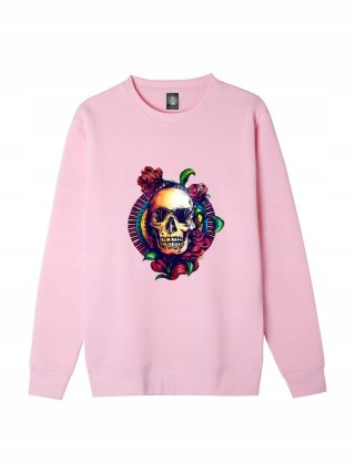 r.2XL Bluza męska RÓŻOWA DRESOWA SKULL IN FLOWERS