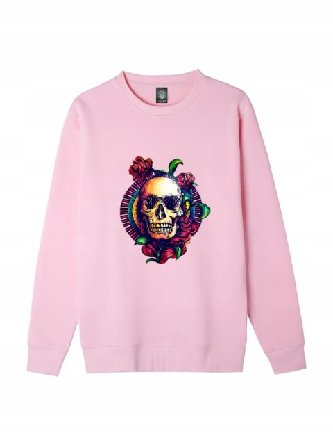 r.2XL Bluza męska RÓŻOWA DRESOWA SKULL IN FLOWERS