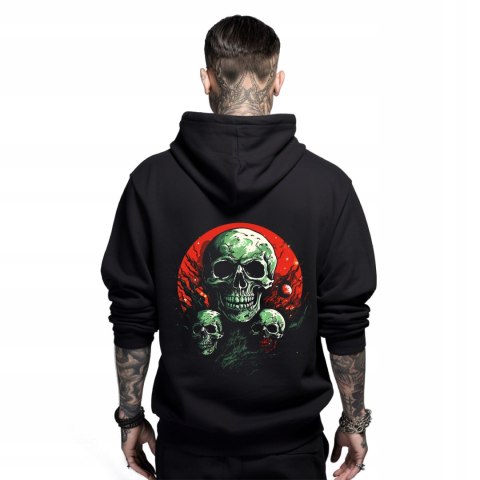 r.L Bluza DRESOWA z kapturem czarna triple green skull