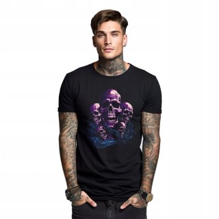 r.3XL TSHIRT koszulka CZARNA PURPLE SKULLS IN WAVES