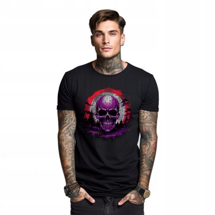 r.2XL TSHIRT koszulka CZARNA SKULL IN THE FOREST