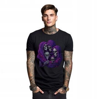 r.2XL TSHIRT koszulka CZARNA SKULLS IN PURPLE SCARVES