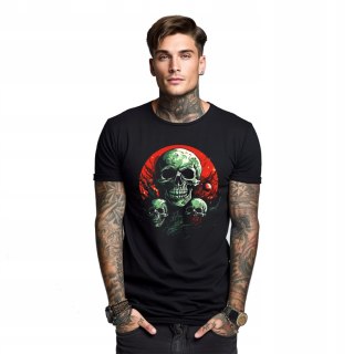 r.2XL TSHIRT koszulka CZARNA TRIPLE GREEN SKULL