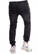 r.31 Spodnie męskie jeansowe ze ściągaczami JOGGERY CZARNE MARO