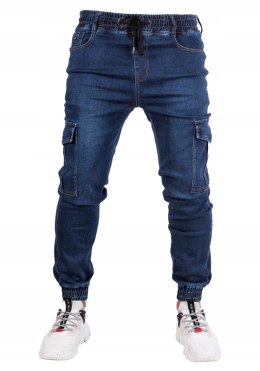 r.32 Spodnie męskie joggery jeansowe GRANAT bojówki LARIS